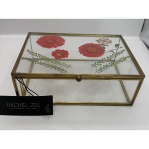 Pressed Flowers Glass And Metal Trinket Box Rachel Zoe